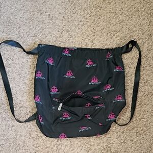 Paparazzi Black and Pink Logo Drawstring Bag